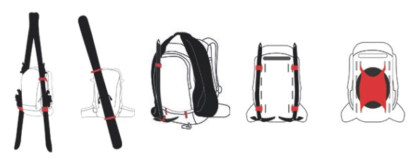 Skitrip Arva バックパックのスキー、ピッケル、ロープ、ヘルメット運搬システム